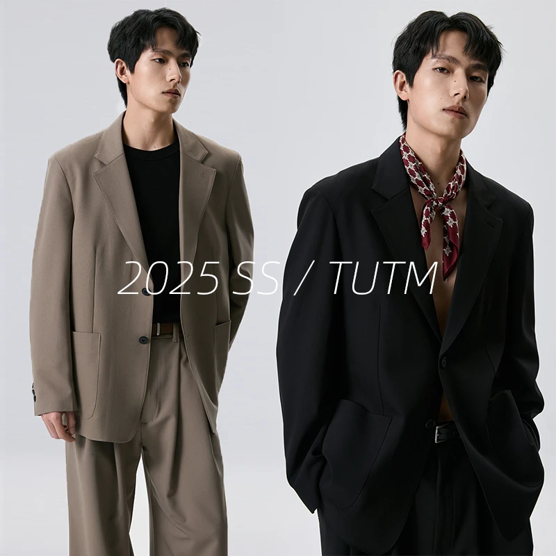 TUTM男装 易打理休闲西服外套男士2025新款春秋季西装夹克套装