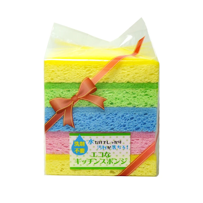 出口加厚木浆棉海绵擦去油去污洗碗神器双面家用（1包5枚）