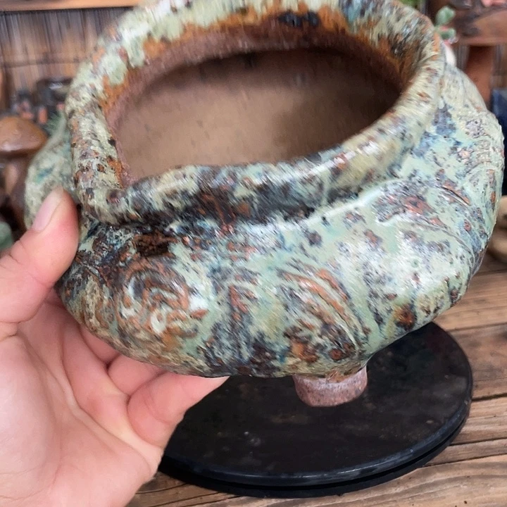 处理手工粗陶高温花盆