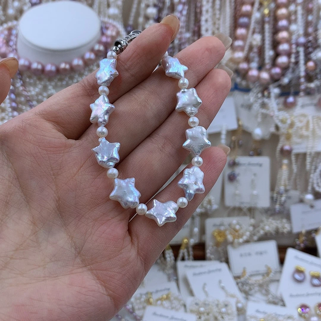 项链银S925镶嵌淡水珍珠