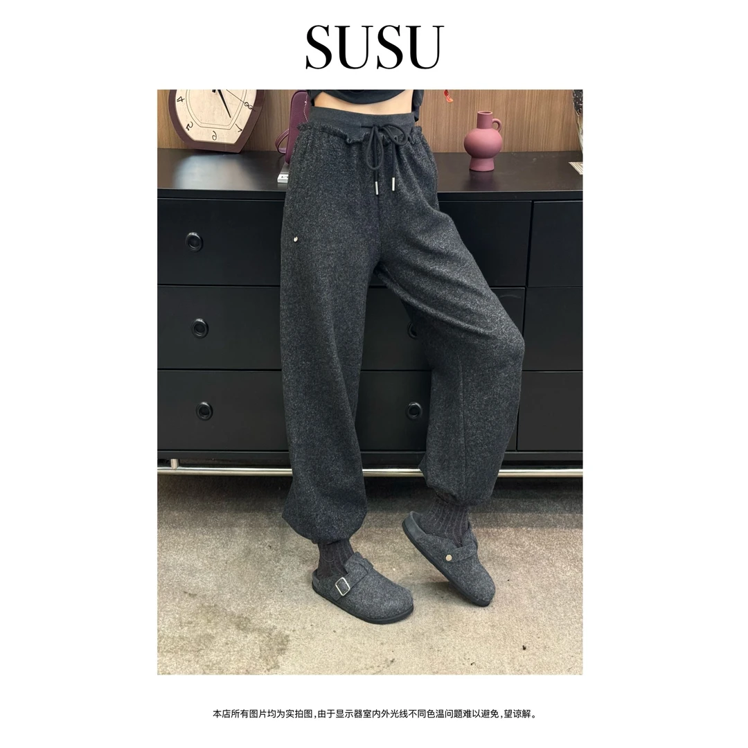 SuSu-2025新款【冷“藏”】加厚显瘦裤脚可调节休闲长裤