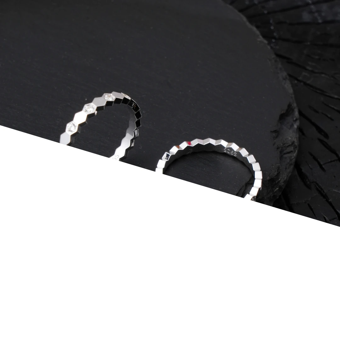 925银合成锆石戒指 制道珠宝蜂巢蜂窝戒指女闭口高级小众