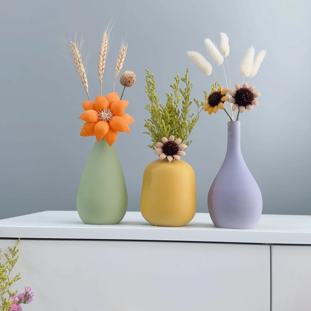 摆件陶瓷花瓶摆件含花总高约20-30cm