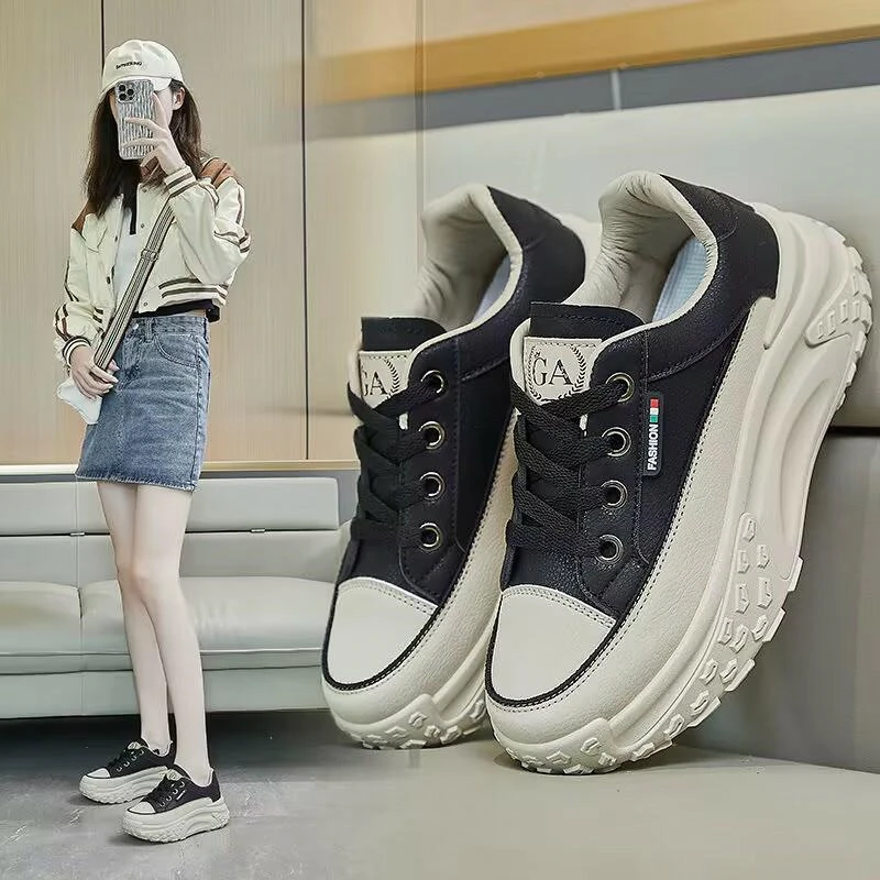 通用厚底修面皮女中跟小皮鞋板鞋单鞋秋季女鞋休闲鞋时尚鞋子