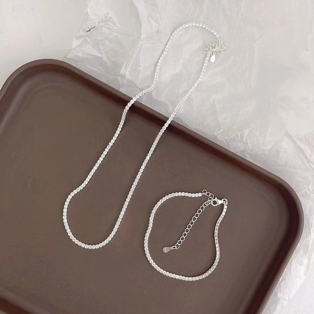 链子925银 【银河乐章手链项链套装】满钻镶嵌颈链小众设计感