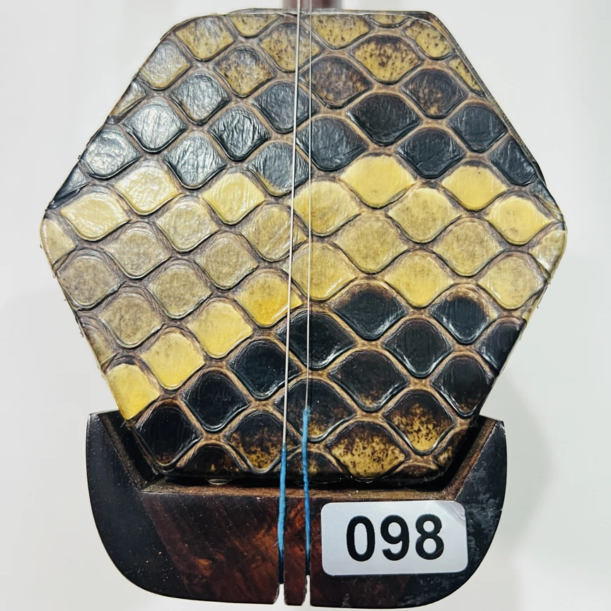 098号明清旧料老红木二胡（黑飘红）一级木料，金花蟒正脊背尾部皮