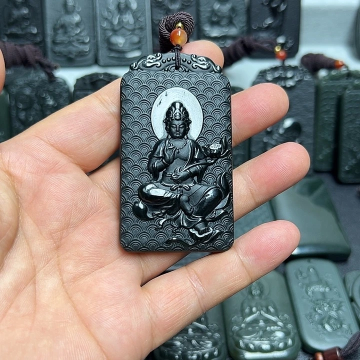 秋***亭和田玉（青玉）未镶嵌颈饰