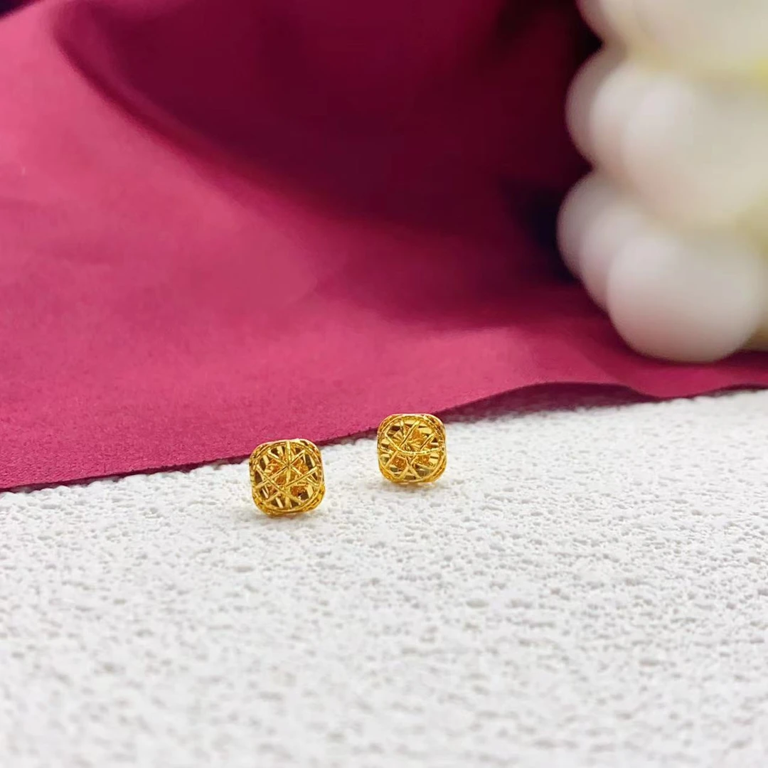【木韵阁】足金999 黄金5G方糖耳钉耳钉 1.67