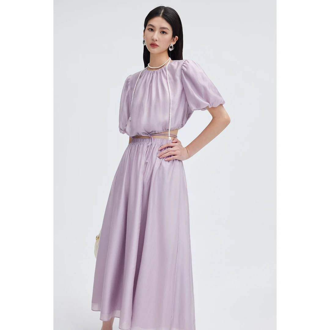 【诗语专属】MandyZhang高级短袖小清新女甜紫色夏装上衣