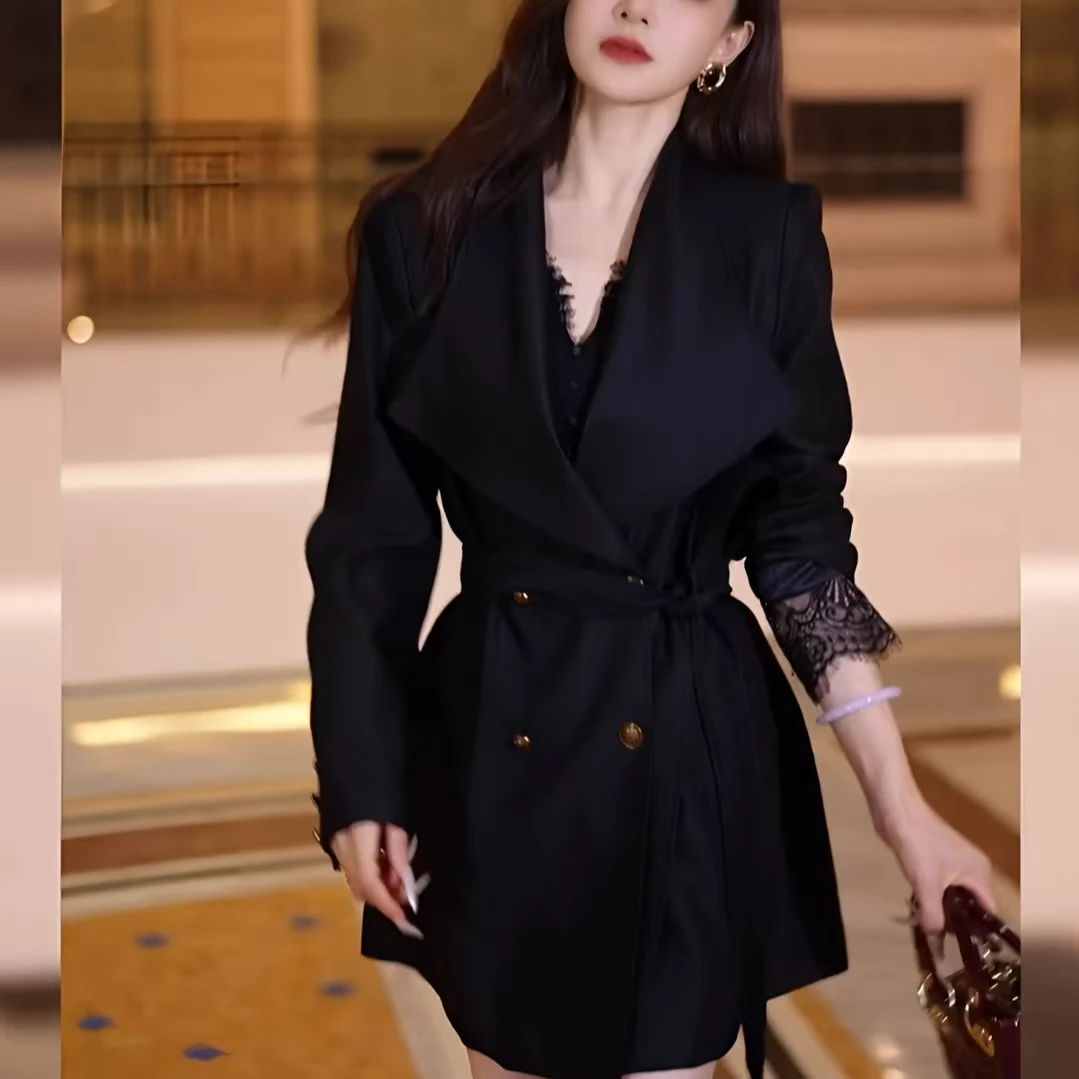 小A同款2025秋季新款女装爆款时尚气质收腰显瘦轻奢长款大衣