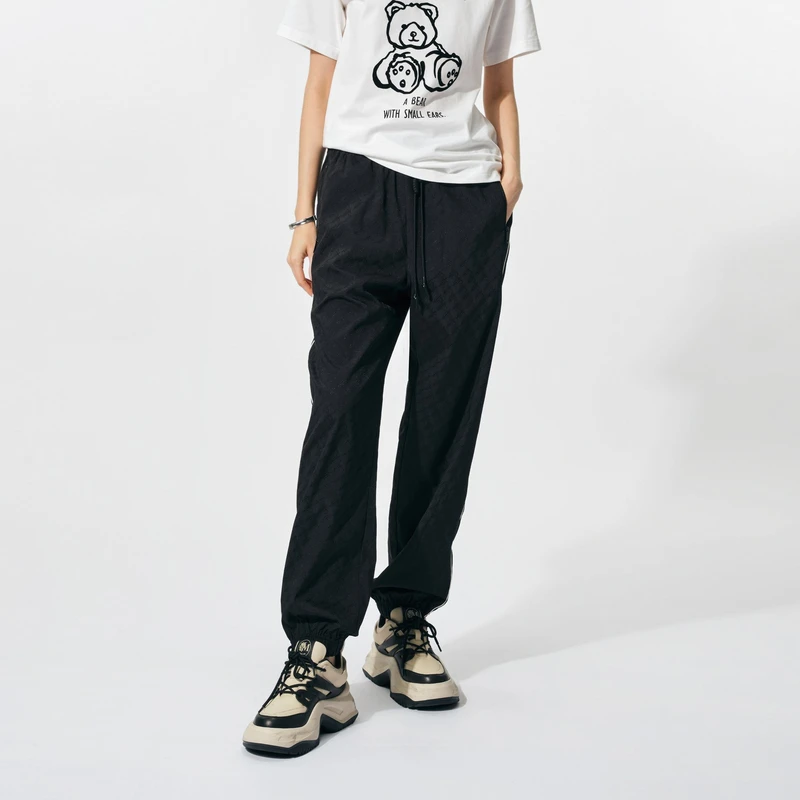 U/TI【专柜爆品】老花黑色质感高级感潮流韩版休闲老花长裤