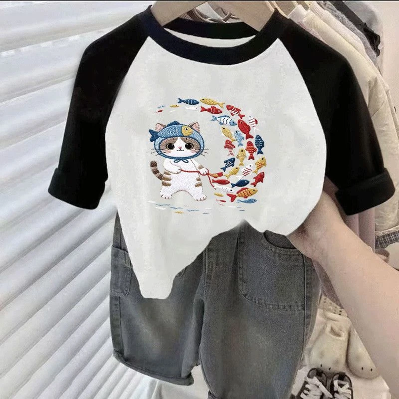 可爱百搭长袖t恤~ 儿童宝宝全棉插肩袖简约洋气上衣男女童打底衫t