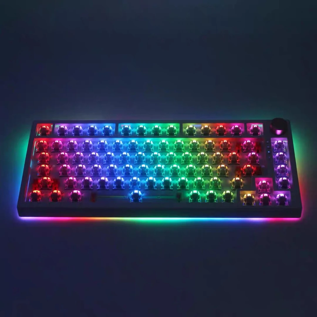 清仓全新75V5外贸版三模机械键盘无线蓝牙2.4G有线RGB套件热插拔