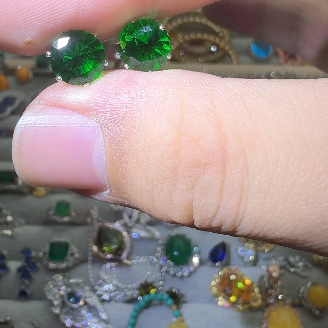 绿水晶戒指银S925镶嵌