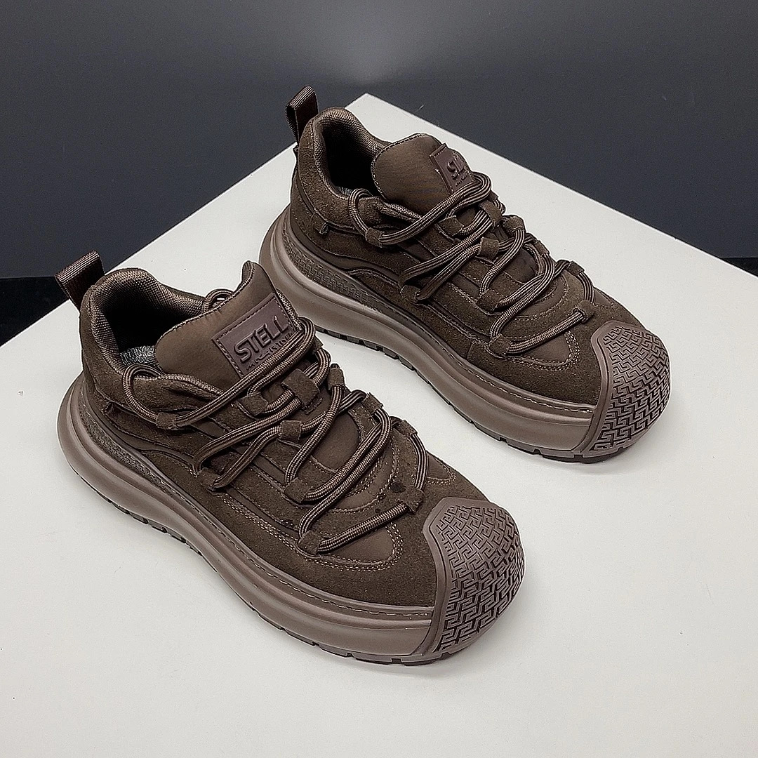 国潮男鞋真皮老爹鞋男款潮牌时尚休闲厚底鞋男士运动鞋2025新款