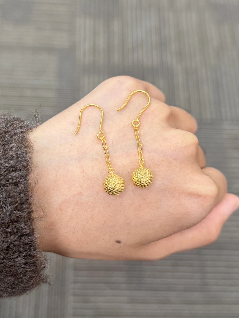 足金999 爆闪球球耳钩