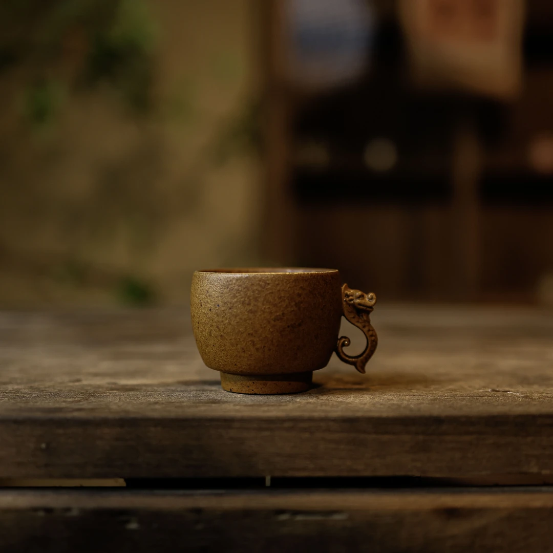 【小田甄陶】酱釉-灰念-龙杯-50ml(灰念0529)