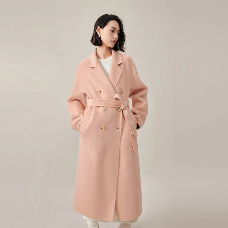 【明星同款】伊芙丽中长款双面呢时尚大衣外套1E9971071