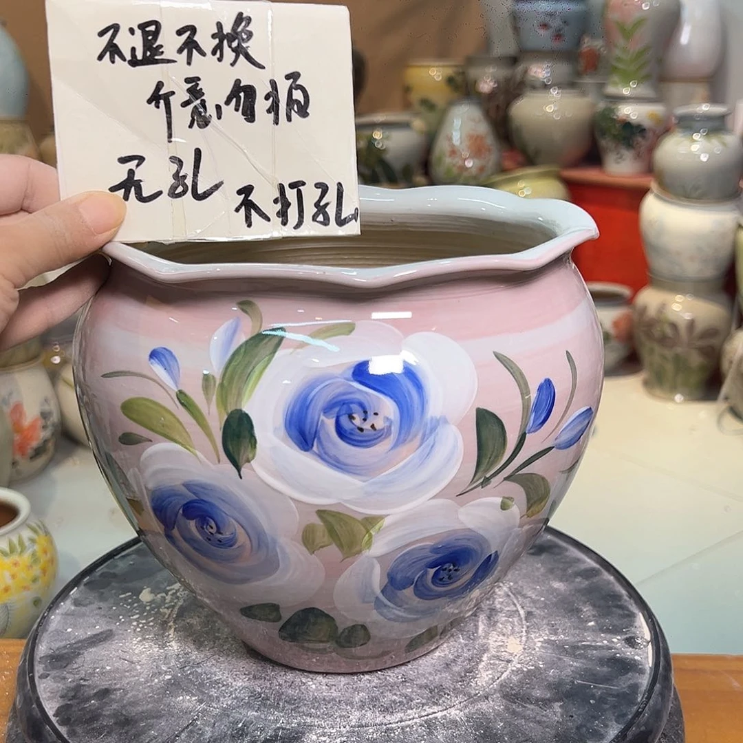 景德镇陶瓷花盆微瑕123
