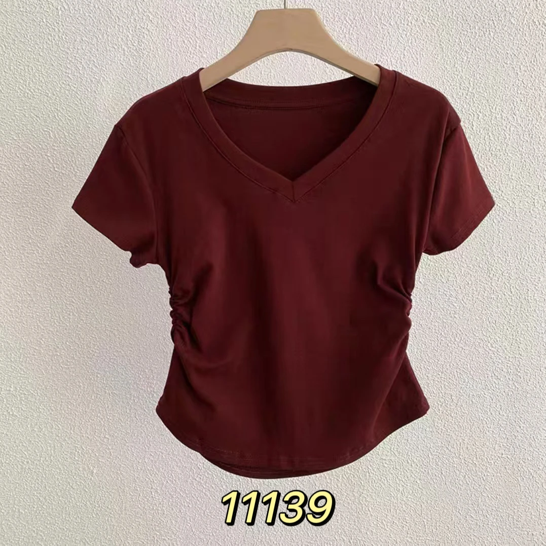 11139（部分无水洗唛，介意慎拍） SANFAN新款V领侧边松紧腰针织衫