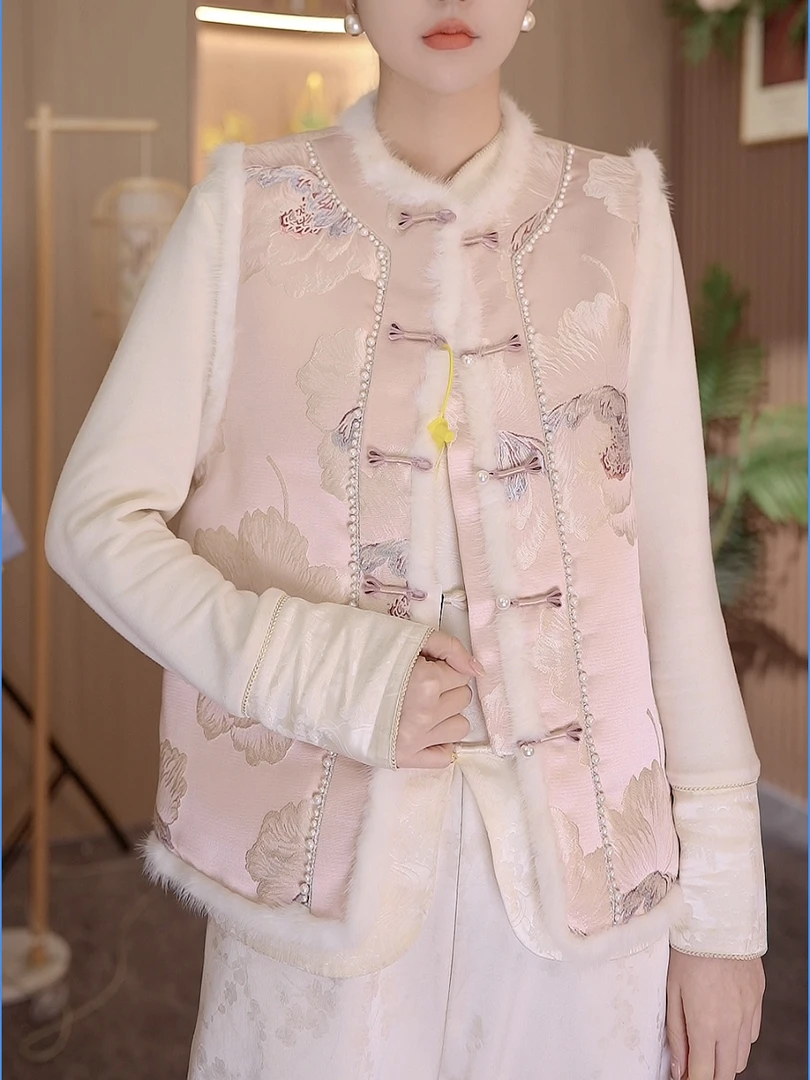 新中式加棉新款气质女装马甲加厚女士马甲2024D8767薯条