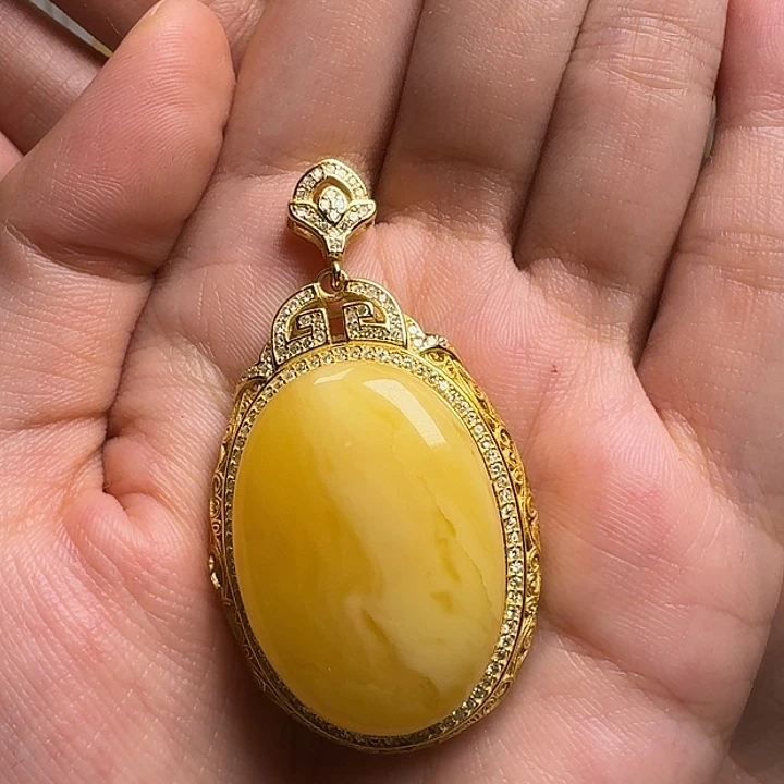 蜜蜡银S925镶嵌吊坠(不含链)吊坠