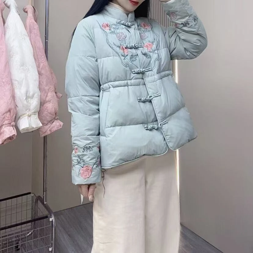 新中式2025年秋冬新款冬季高端设计款羽绒棉服女外套复古国风工厂