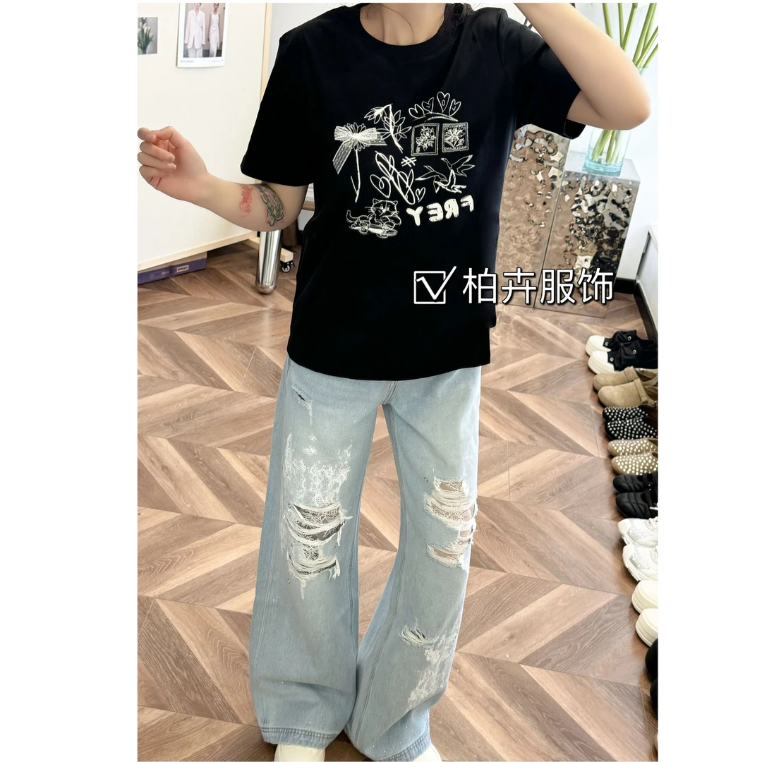 【柏卉服饰】立体蕾丝蝴蝶结短袖