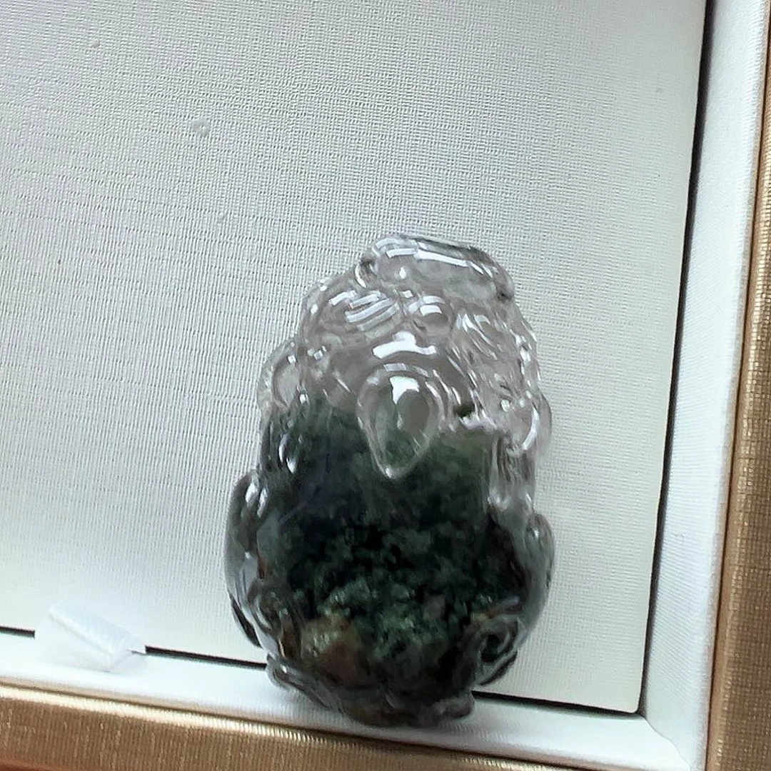 水晶颈饰未镶嵌天然绿幽灵貔貅打孔不退换