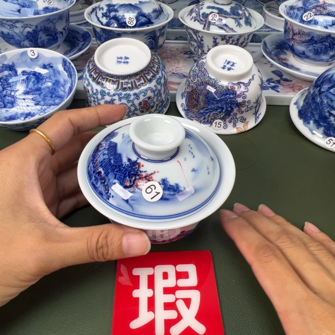 景德镇纯手工纯手绘茶具木木61开片