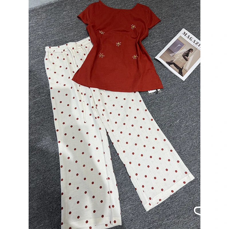 LMY 欧曼丽影 波点套裤两件套 #11216