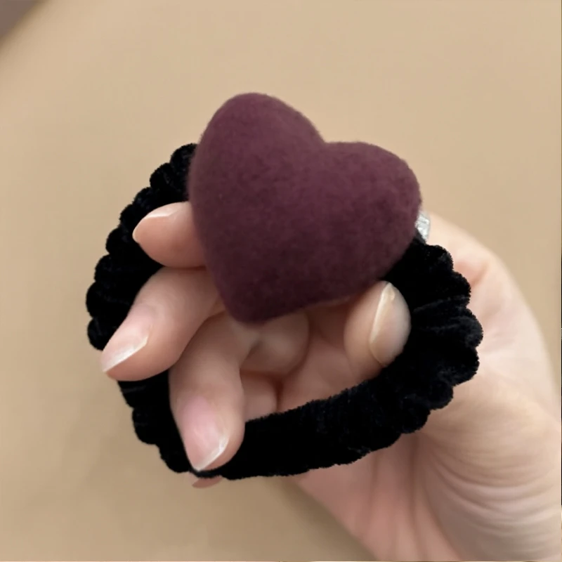 酱紫色爱心甜美风发绳气质紫色发圈时尚日韩秋冬头绳高级百搭