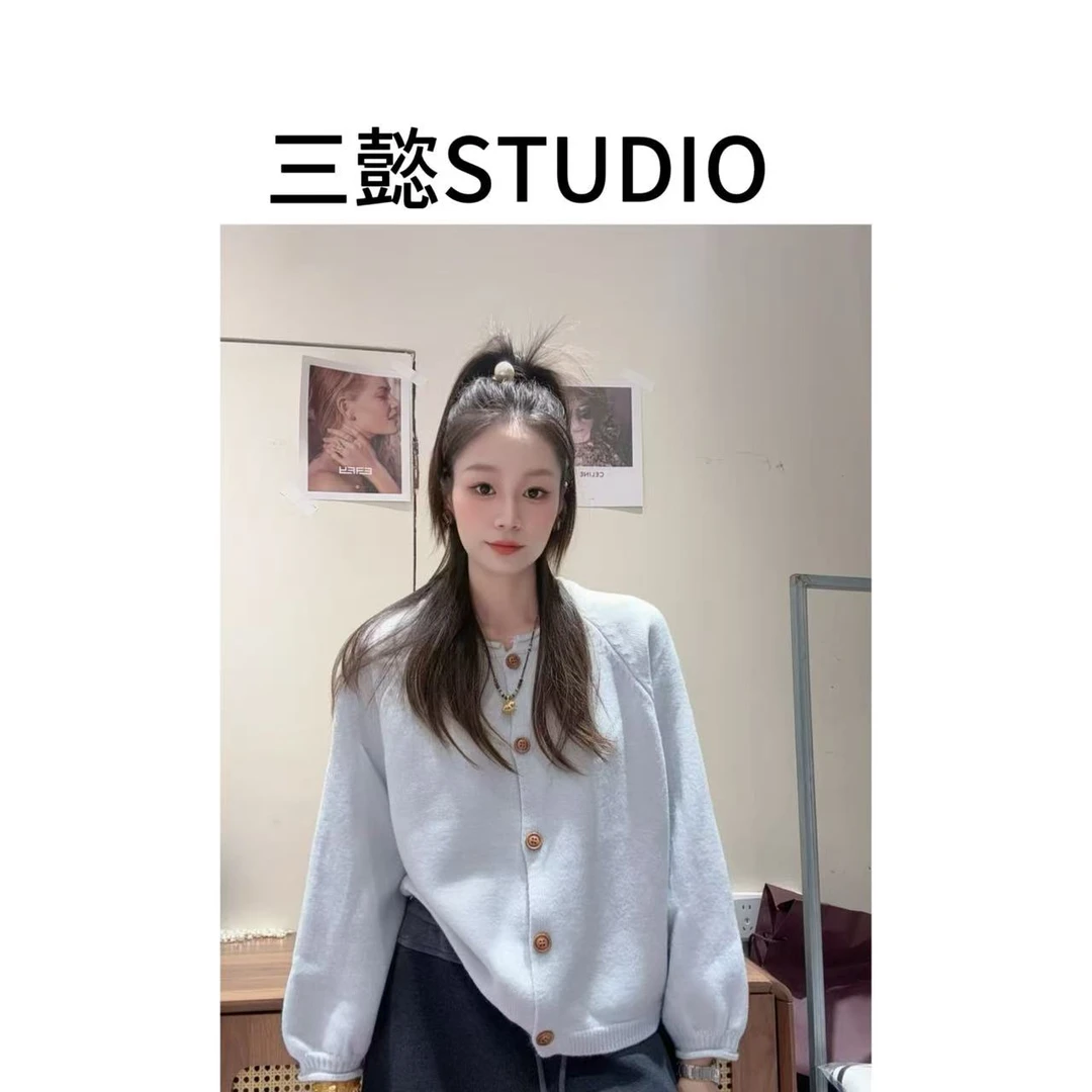 【三懿服饰】秋季新款气质长袖单排扣时尚百搭休闲纯色开衫-1616