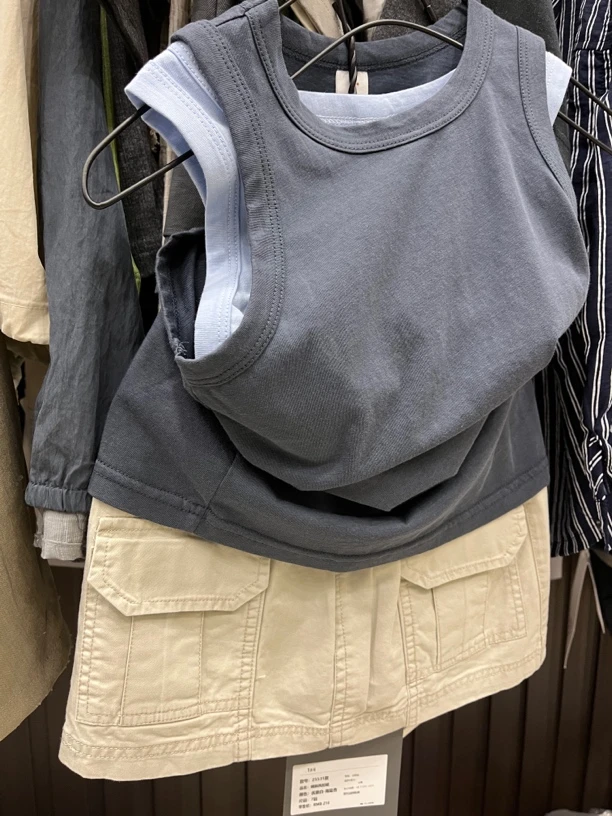 2025夏款  大童款  蓝色两件套背心  真两件110-160