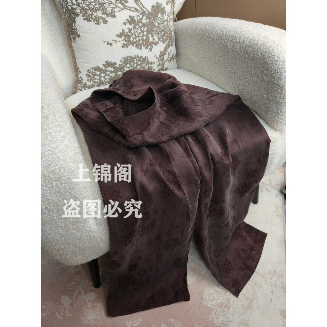 151中国风松紧腰纯色提花阔腿裤时尚休闲百搭复古新中式女裤