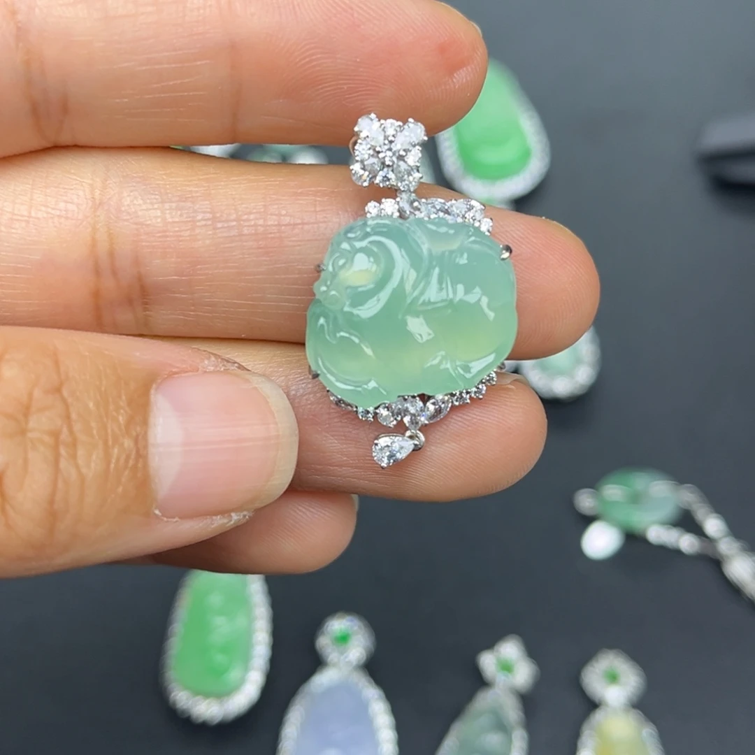 翡翠银S925镶嵌吊坠(不含链)