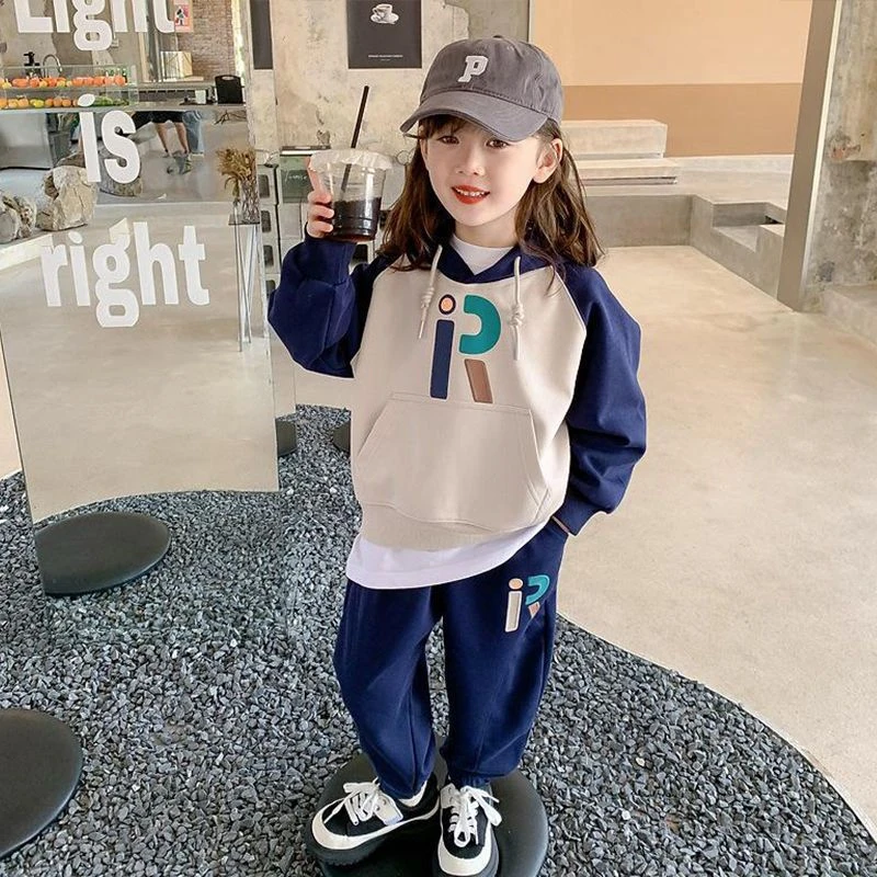 童装女童儿童衣服女孩连帽卫衣休闲长裤两件套新款春秋运动套装