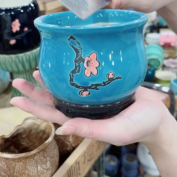 有孔.凑单10元陶瓷花盆发货！