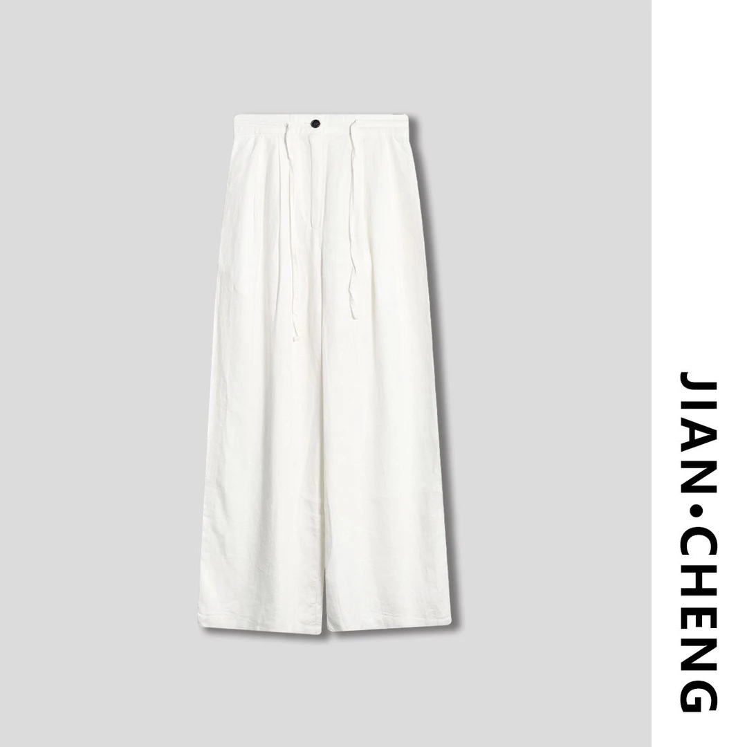 【简柽】亚麻抽绳高腰阔腿裤D502-5841