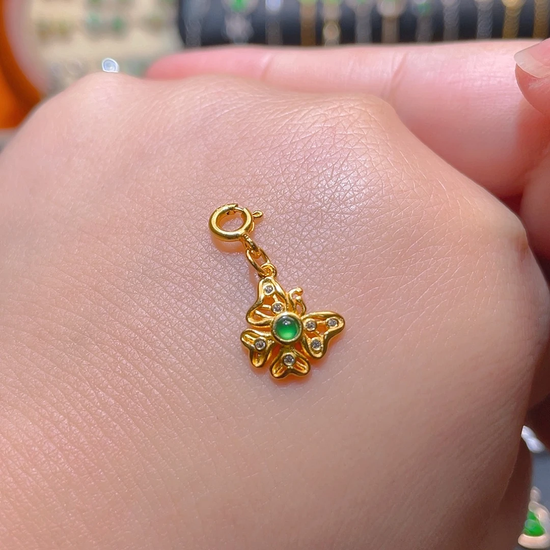 翡翠银S925镶嵌吊坠(不含链)