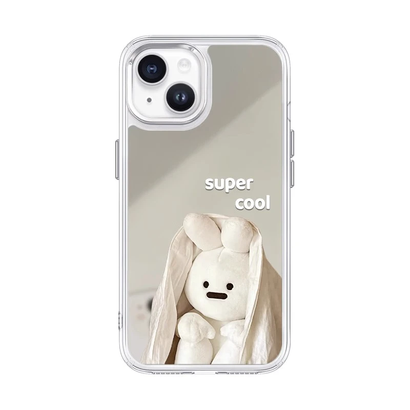 适用于苹果16promax手机壳镜面新款15plus的高级感14镜子个性兔子