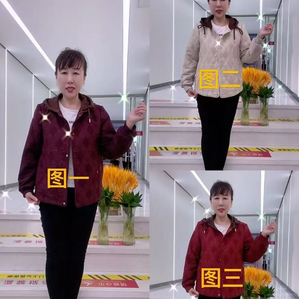 时尚妈妈连帽短款外套春装新款洋气减龄中老年夹克上衣