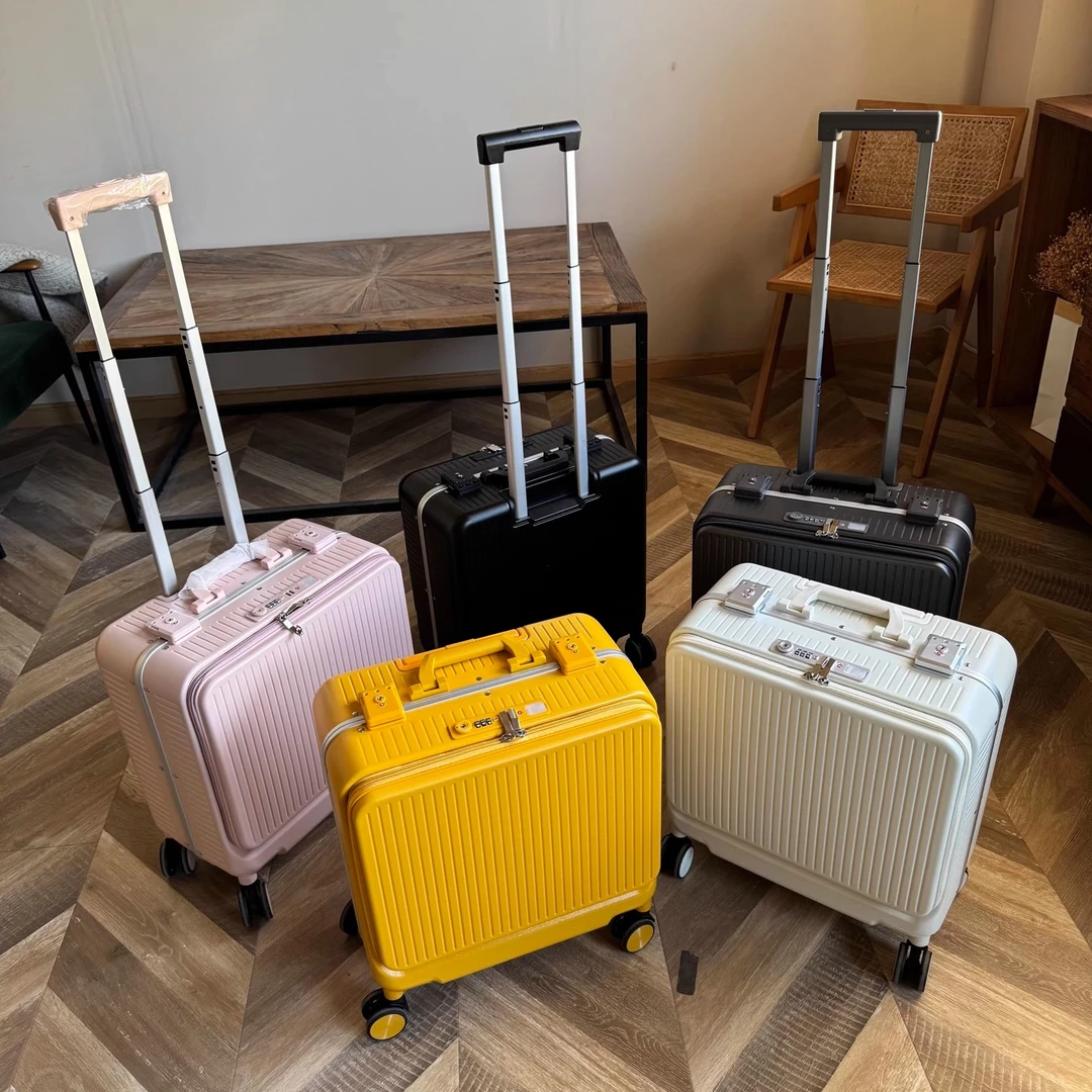 出口前开口18寸高端铝框登机行李箱纯pc笔记本旅行拉杆箱防刮耐磨