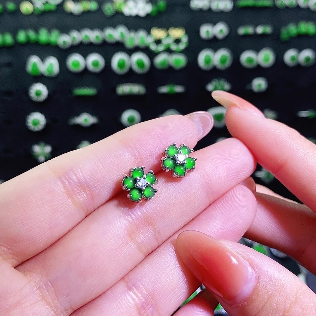 翡翠银S925镶嵌耳饰多样性