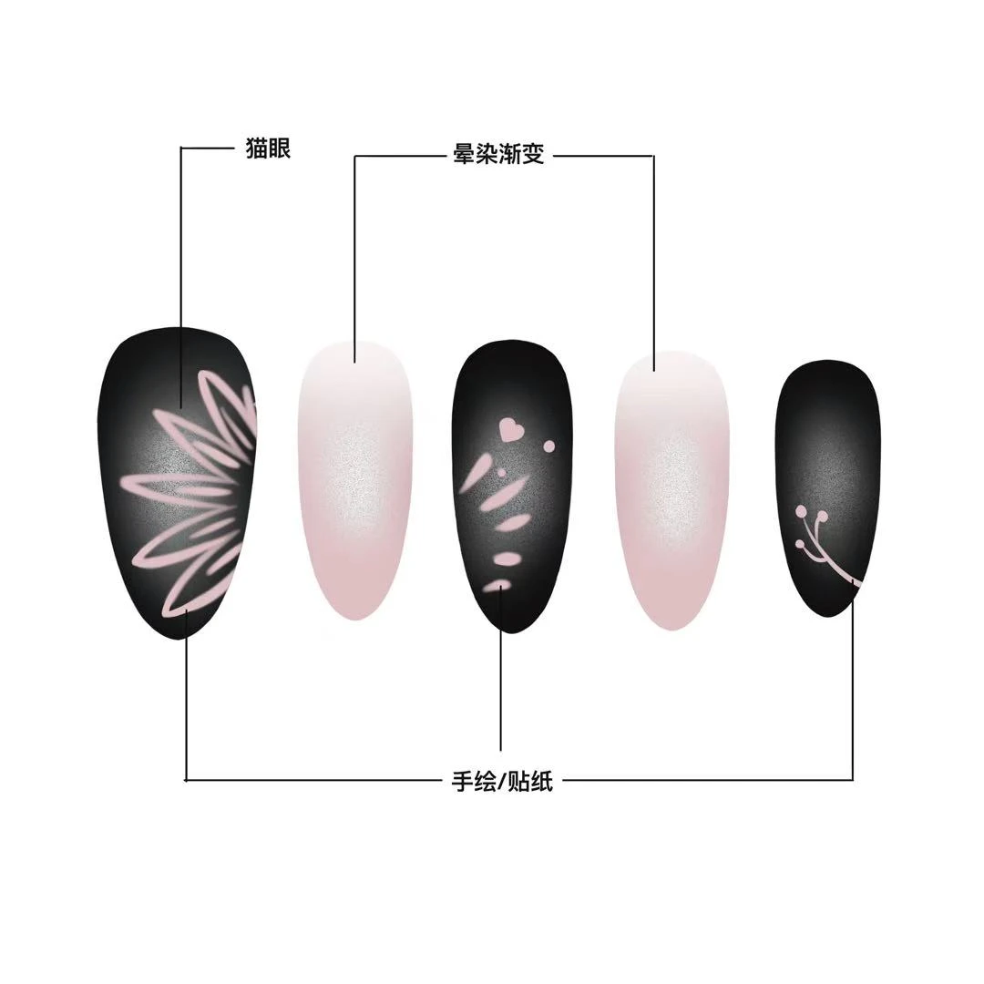 美工开物 基础系列 【月落珠影】纯手工穿戴甲