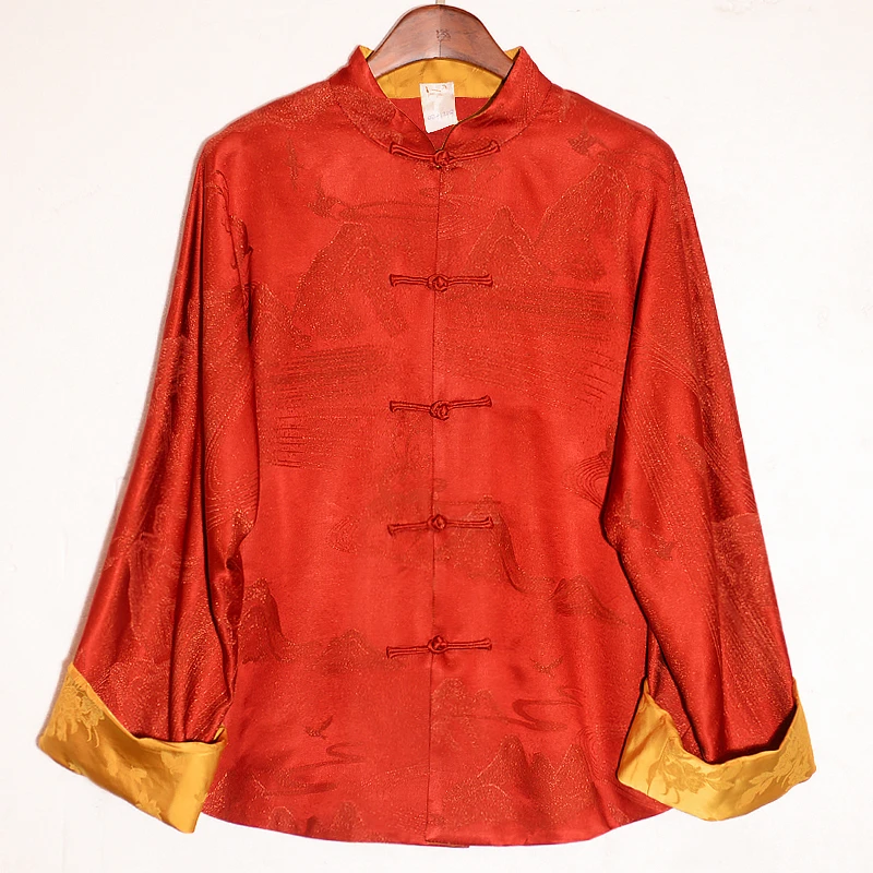 华族经典红云纱对襟上衣外套