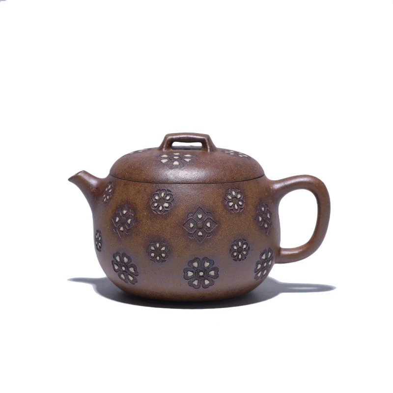 大吉羊柴烧 宜兴紫砂壶手工茶壶 本山绿泥宝相玉瓦90ml庄杰