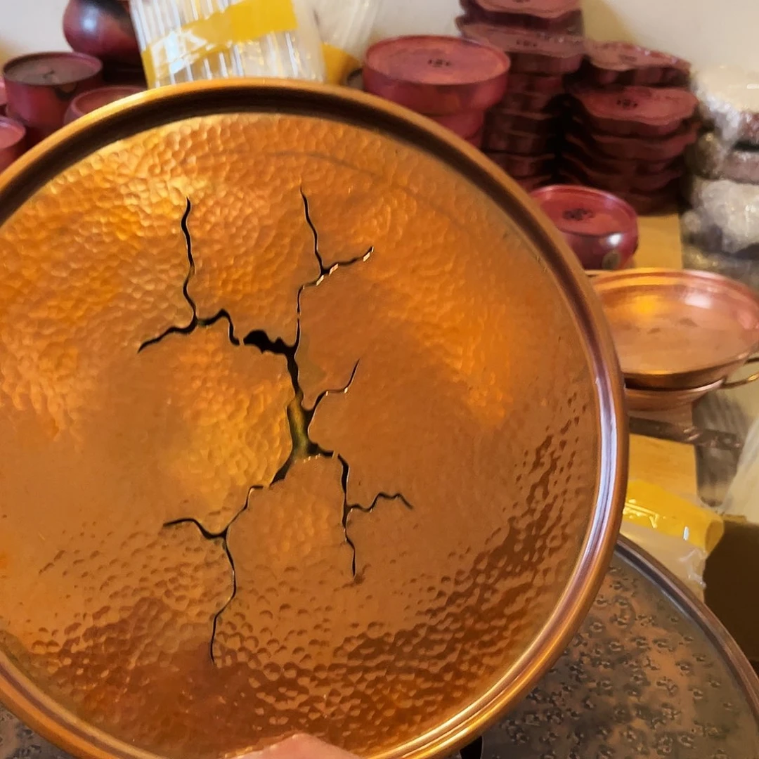 30公分茶盘烤色手工锻打工艺