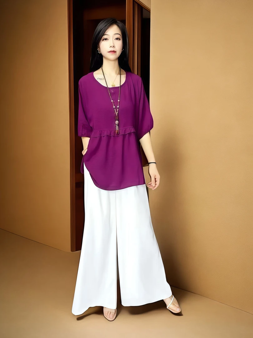 时尚宽松休闲气质衣服春夏设计师轻奢上衣5510（浅紫）