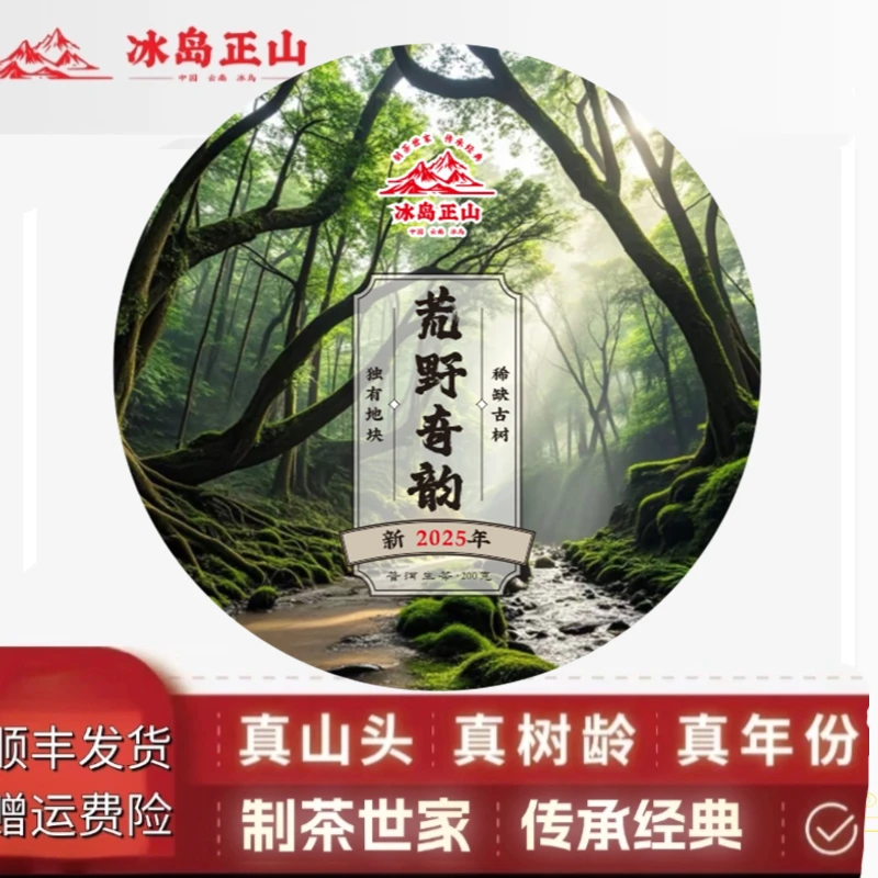 真·2025年-冰岛坝歪荒野奇韵古树头春-200克普洱生茶饼